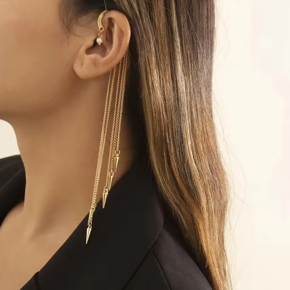Elegant Gold Tassel Earrings - Picture 10 of 11
